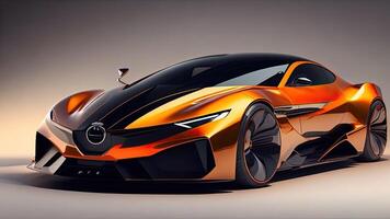 3D rendering of a brand-less generic concept car in studio environment. photo