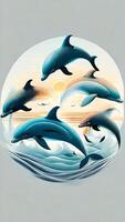 Dolphins in the sea. Abstract background. photo