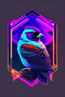 vector illustration of a bird in the style of the 80s. photo