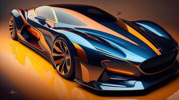 3D rendering of a brand-less generic concept car in studio environment. photo