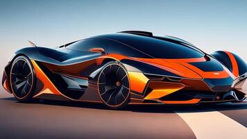 3D rendering of a brand-less generic concept car in studio environment. photo