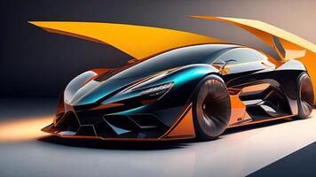 3D rendering of a brand-less generic concept car in studio environment. photo