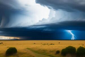 A thunderstorm is coming in the fields of South Africa. The storm is coming. photo