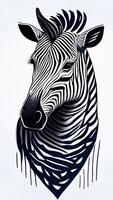 Zebra head on a white background. photo