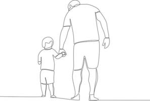 A father holding his child's hand vector