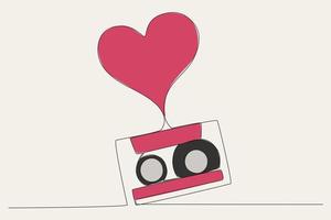 Color illustration of a tape with a love icon vector