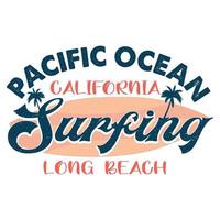 Pacific Ocean California Surfing Long Beach T-shirt Design vector