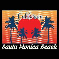 California Santa Monica Beach T-shirt Design vector