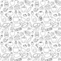 Ketogenic diet. A large set of products seamless pattern vector