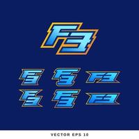 Set F and 3 letter combination logo design vector