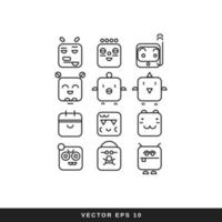 Fun and cute set weird cartoons line art design vector