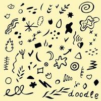 Vector doodle drawn patterns, abstraction, abstract pattern on yellow background