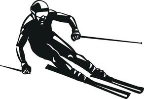 Vector Silhouette Of A Skier. Clip Art Image Of A Man On Skis