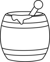 bright vector illustration of a barrel with honey, a wooden barrel, doodle and sketch