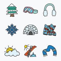 Set of illustration Hand drawing Winter icons vector