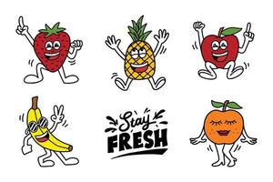 Set of illustration Hand drawing Fruits icons vector