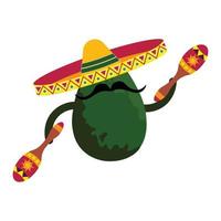 Square vector illustration of a cartoon style vegetable mariachi musician. Sticker, icon, print, greeting card, poster etc.