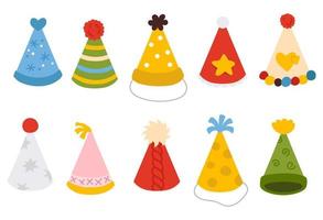illustration set of doodle colored party hats vector