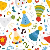 seamless background pattern with cartoon party hats vector