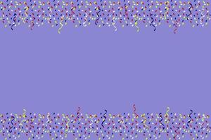 Colourful confetti border frame background. Great for a birthday party or an event celebration invitation or decor with copy space. vector