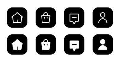 Home, shop, inbox, and profile icon vector. Social media menu ui concept vector