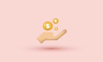 3d realistic cartoon vector coin donation icon trendy modern style object symbols isolated on background