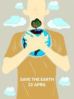 Save the earth. Start with our heart to protect earth. vector