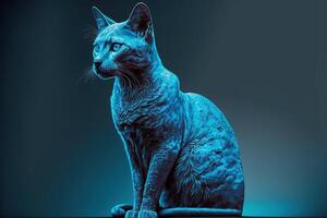 azul gato aislado, ai generado foto
