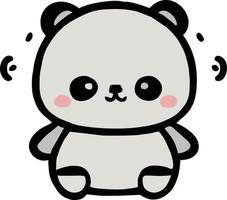 Line drawing cute kawaii bear vector graphic