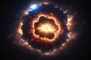 supernova en el profundo espacio explosión, ai generado foto
