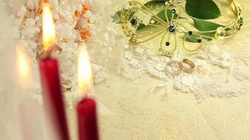 Wedding rings and romantic candles video