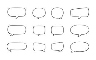 Collection of empty speech bubbles. Comic speech bubble outline. Retro empty comic bubble. Vector illustration doodle.