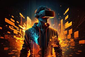 metaverse man with VR, photo