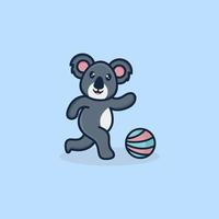 Cute Koala Play Ball Logo vector