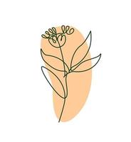 Continuous one simple single line drawing Minimalist hand drawn botanical illustration. Simple line art. vector