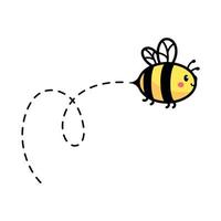 cartoon cute little bee flying on the dotted line to find sweet honey vector