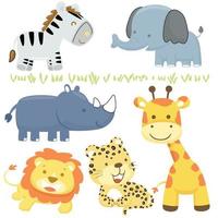 vector conjunto de linda animales dibujos animados