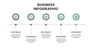 negocio infografia cronograma diseño modelo con íconos y 5 5 opciones o pasos vector