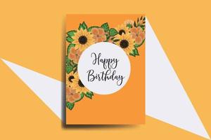 Greeting card birthday card Digital watercolor hand drawn Sunflower Design Template vector