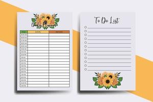 Planner To Do List Sunflower Flower Design Template vector