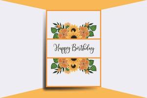 Greeting card birthday card Digital watercolor hand drawn Sunflower Design Template vector