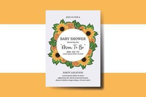 Baby Shower Greeting Card Sunflower Design Template vector