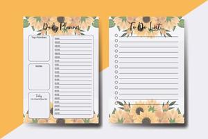 Planner To Do List Sunflower Flower Design Template vector