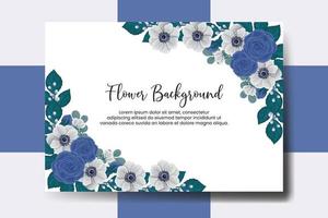 Wedding banner flower background, Digital watercolor hand drawn Blue Rose Flower design Template vector