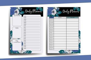 Planner To Do List Blue Rose Flower Design Template vector