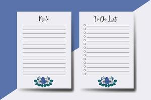 To do list Planner template Blue Rose Flower Design vector