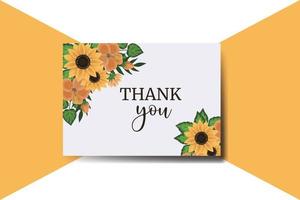 Thank you card Greeting Card Sunflower Design Template vector
