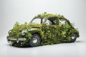 Car made of plants on white background, created with photo