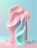 Abstract pastel pink color paint with pastel blue background, created with photo