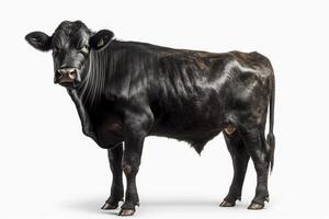 negro angus vaca en blanco fondo, creado con generativo ai foto